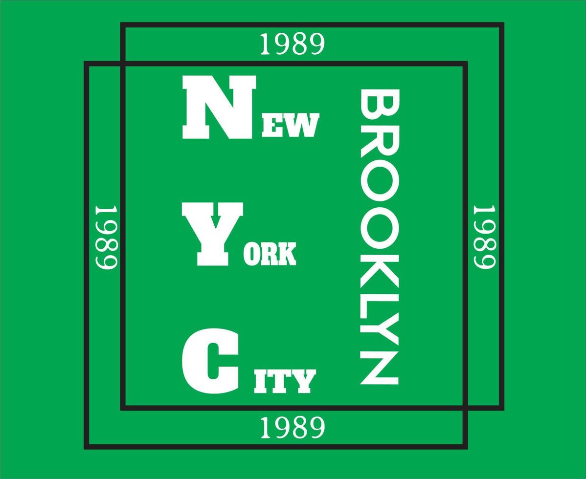 new york logotyp med 3d ram och grön bakgrund vektor