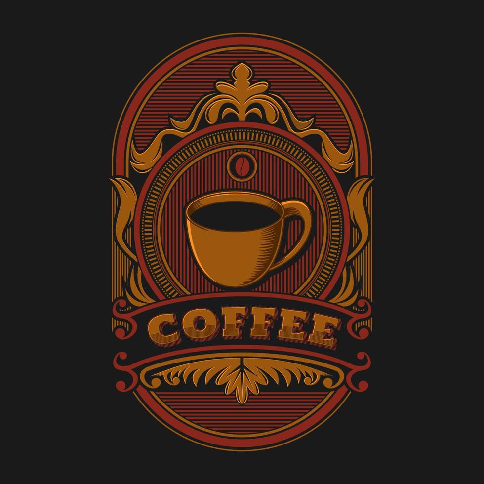 retro-logo-vektorillustration des kaffeerahmens vintage vektor