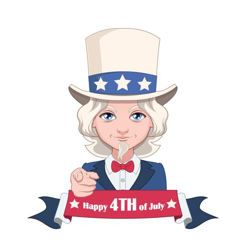 Uncle Sam illustration med 4 juli banner vektor