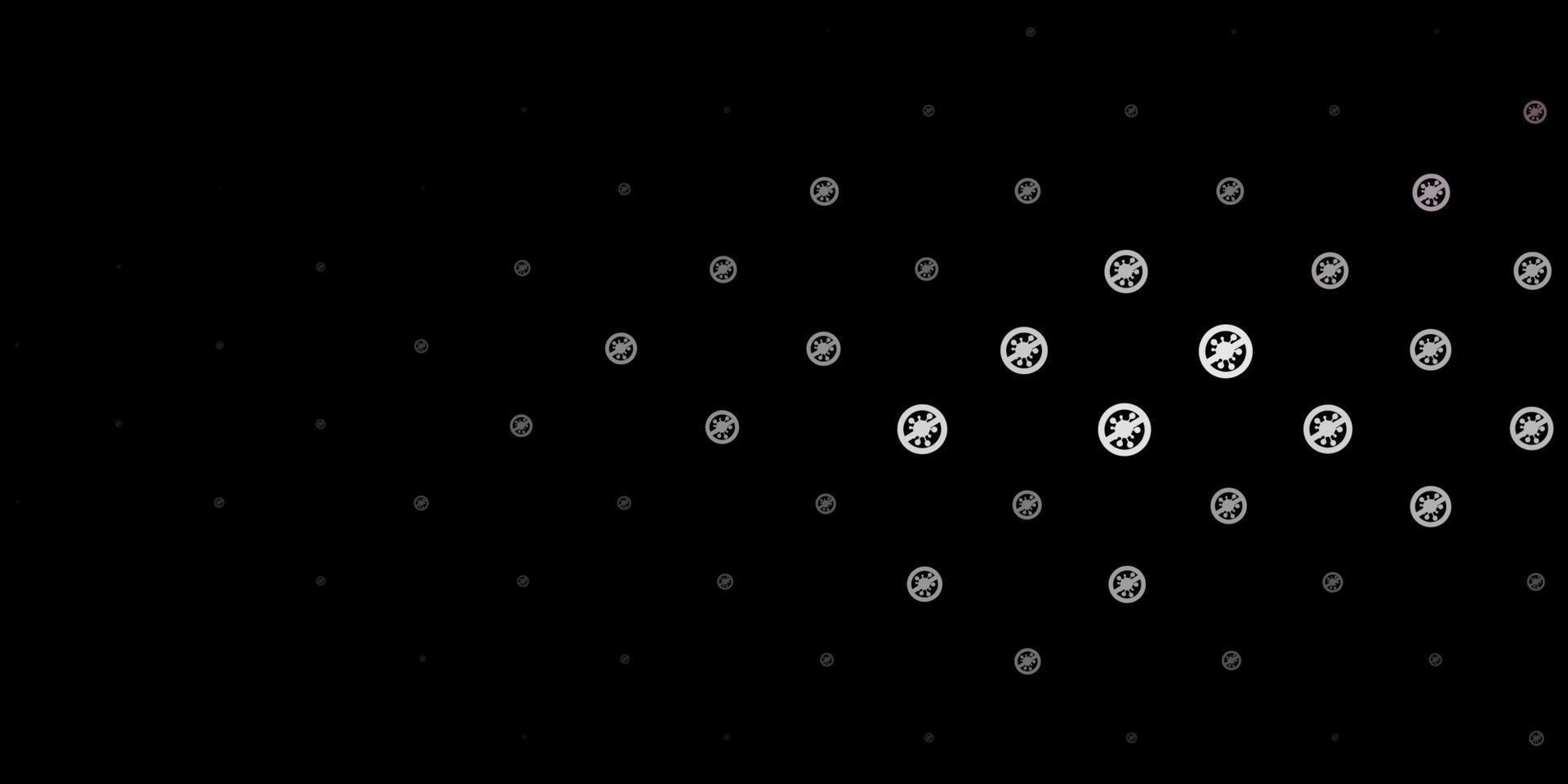 dunkelgraues Vektormuster mit Coronavirus-Elementen. vektor