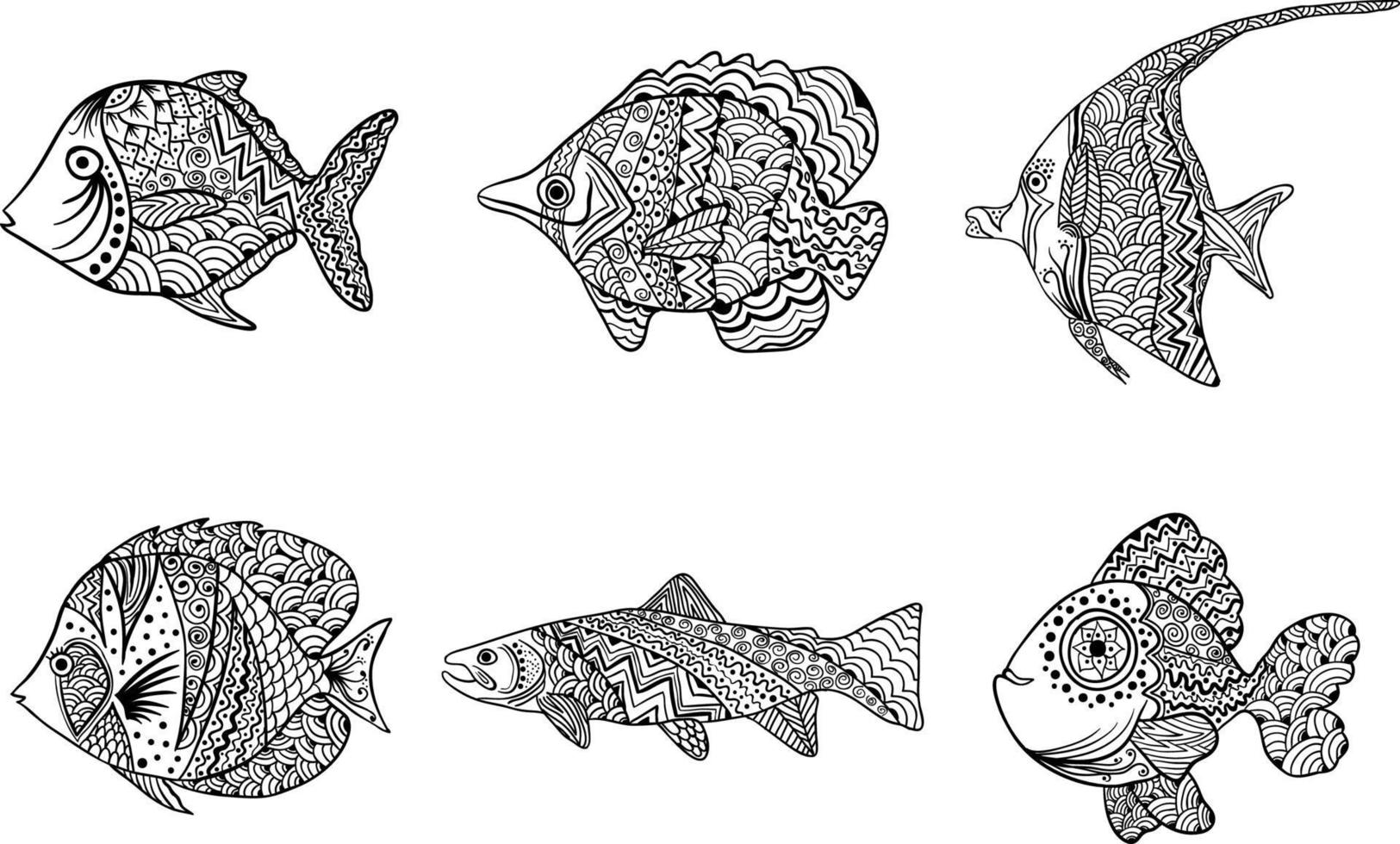 handgezeichneter mandalah-fisch, handgezeichnet, mandala vektor