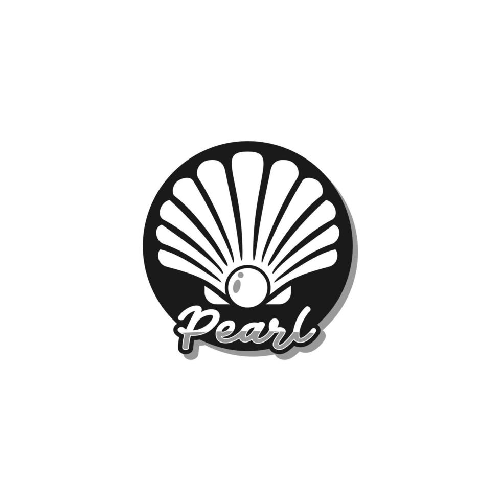 pärla snäckskal ostron pilgrimsmussla skal tvåskaliga hjärtmussla mussla enkel siluett logotyp design vektor