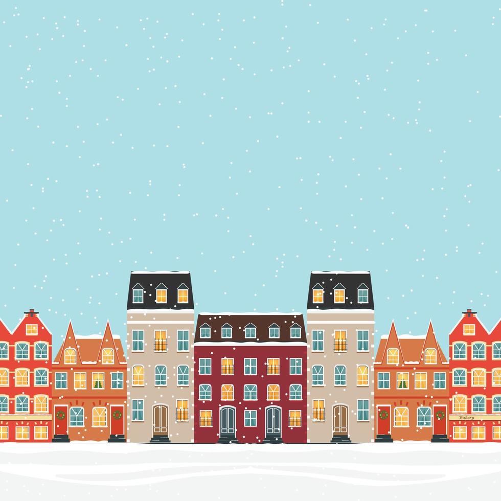 Scandi bunte Häuser. Stadthintergrund im skandinavischen Stil vektor