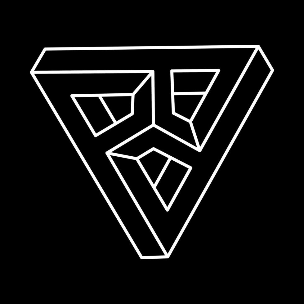 unmögliche Formen, Logo der optischen Täuschung, Vektordreieck. Optische Kunstobjekte. geometrische Figur. vektor