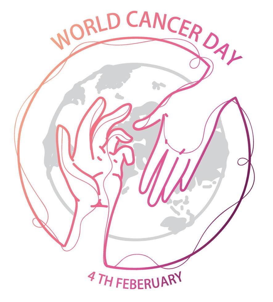 världen cancerdagen håller händerna design håller händerna ritning vektor