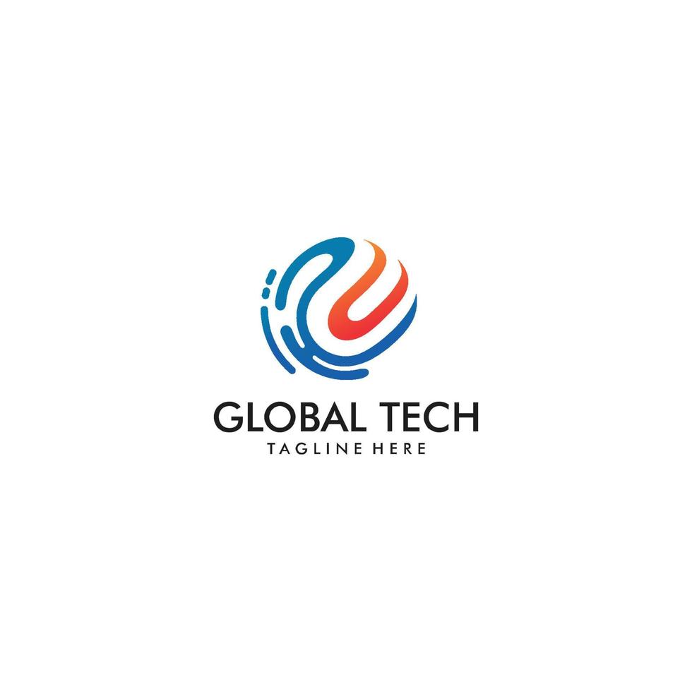 Designvorlage für globales Tech-Logo vektor