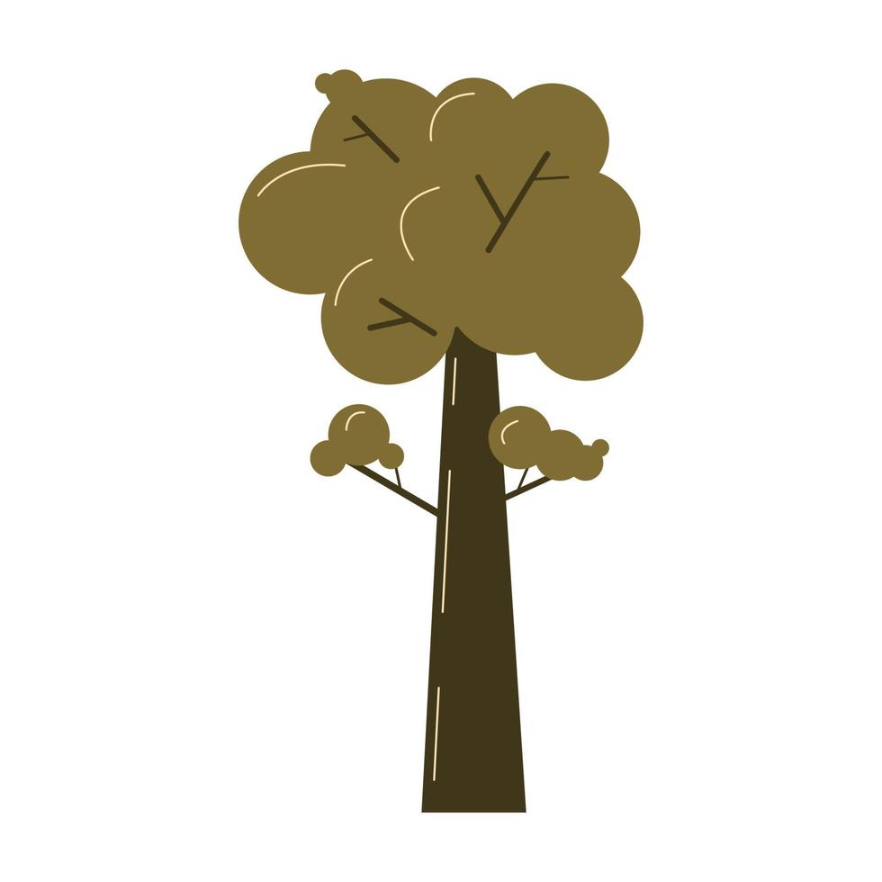 hohe grüne Eiche im flachen Cartoon-Stil. süßer Waldlaubbaum im Sommer. Vektor-Illustration isoliert auf weißem Hintergrund vektor