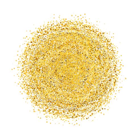 Goldglitzerkreis mit kleinen Partikeln. abstrakter Hintergrund mit goldenen Scheinen auf weißem Hintergrund. vektor