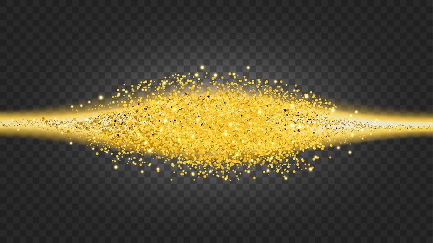 Goldglitzerkreis mit kleinen Partikeln. abstrakter Hintergrund mit goldenen Scheinen auf transparentem Hintergrund. vektor