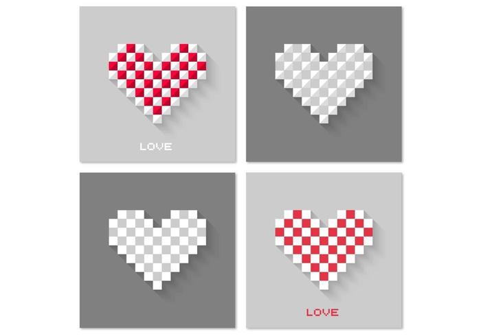 Pixel Herz Vektor Hintergrund Pack