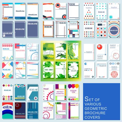 Satz des modischen verschiedenen geometrischen Designs umfasst Broschüren- oder Fliegerschablone vektor