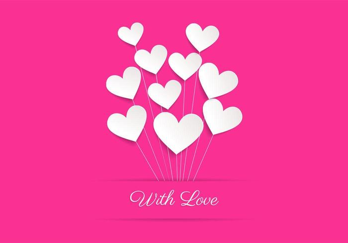 Pink Heart Balloon Love Vector Bakgrund