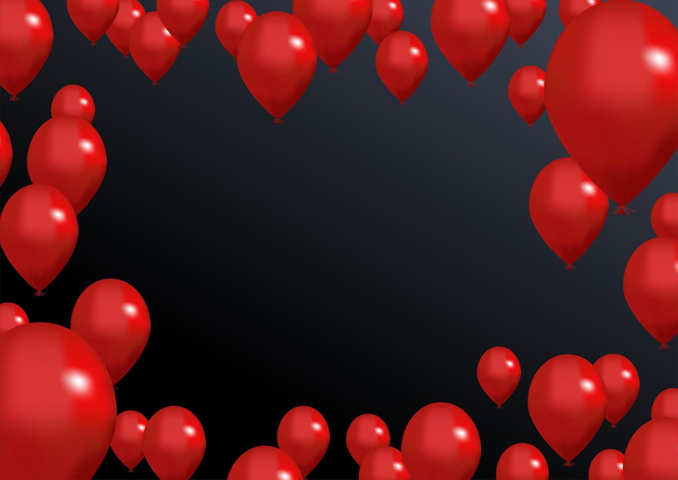 svart fredag bakgrund. röda ballonger konceptdesign med mörkt tomt utrymme för din text. glada gratulationskort på svart bakgrund. firande vektorillustration. vektor