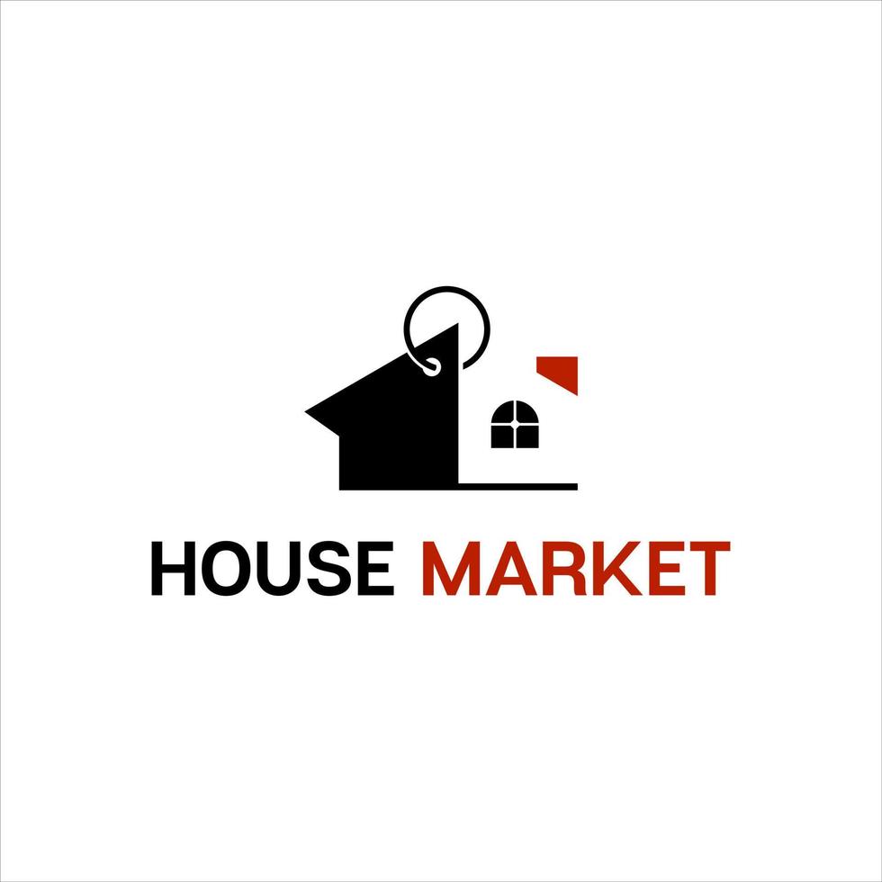 einfache flache schwarze Illustration des Logo-Designs für den Kauf und Verkauf von Häusern vektor