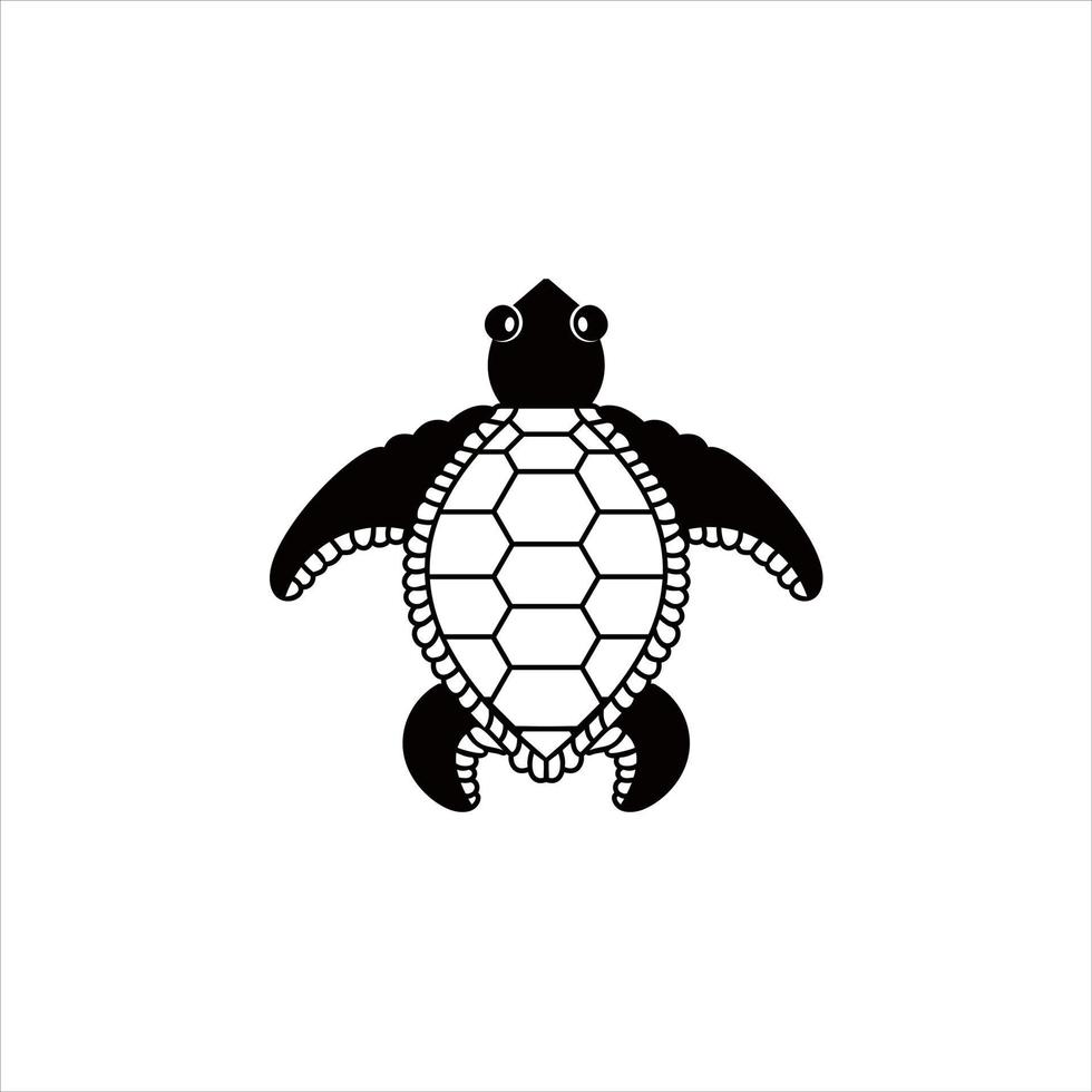 Meeresschildkröte-Logo Spaß Meereslebewesen Tiervektorillustration im schwarzen Farbikonendesign vektor