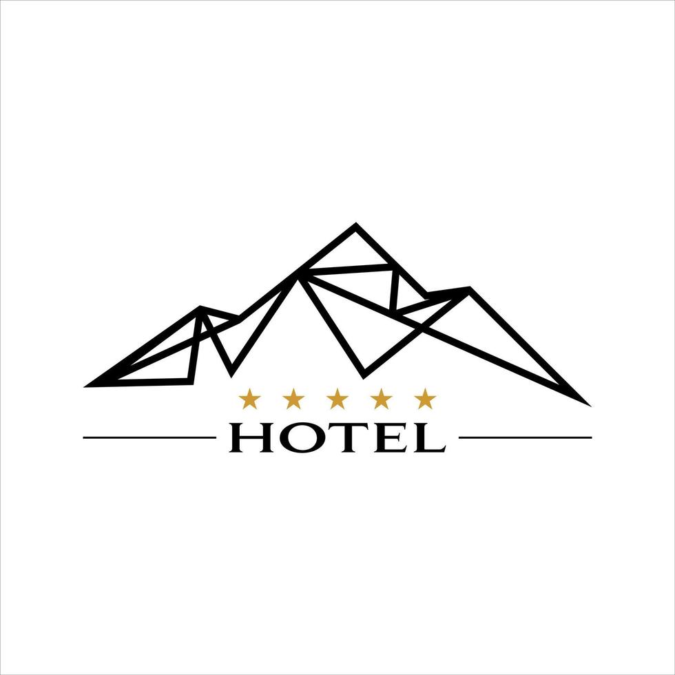 berg hotell logotyp modern svart linjekonst design vektor