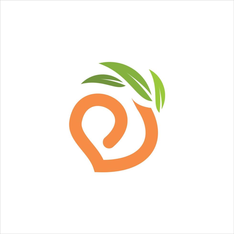 enkel persika ikon logotyp designidé vektor