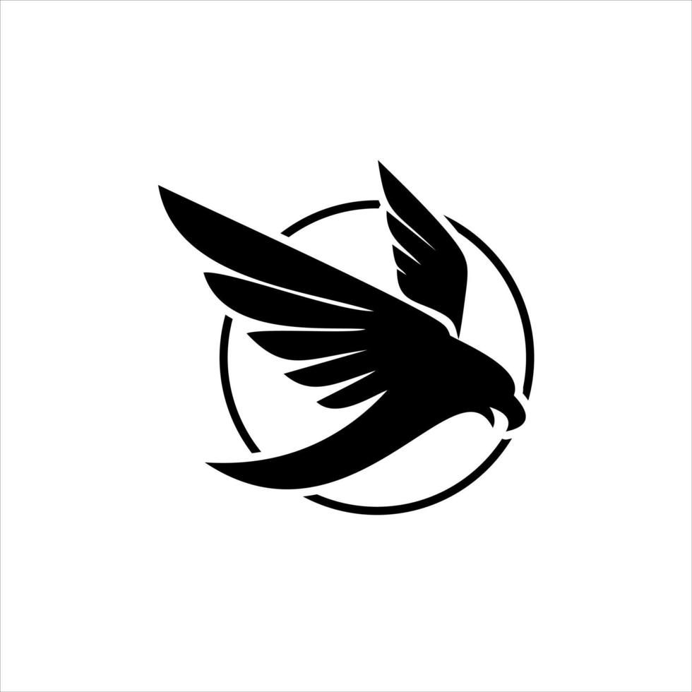 Flying Wings Logo einfaches flaches schwarzes abstraktes Kreis-Vogel-Vektor-Icon-Design vektor