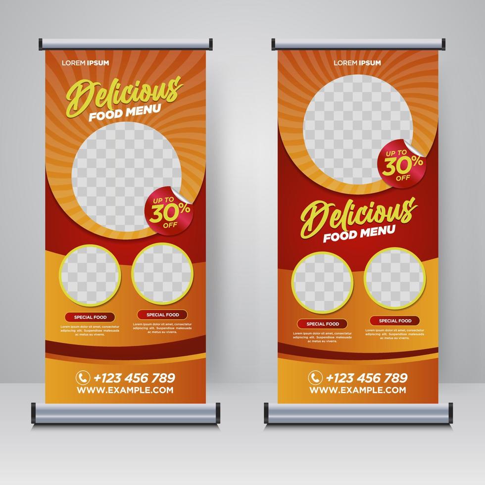 Lebensmittel und Restaurant rollen Banner Design-Vorlage vektor