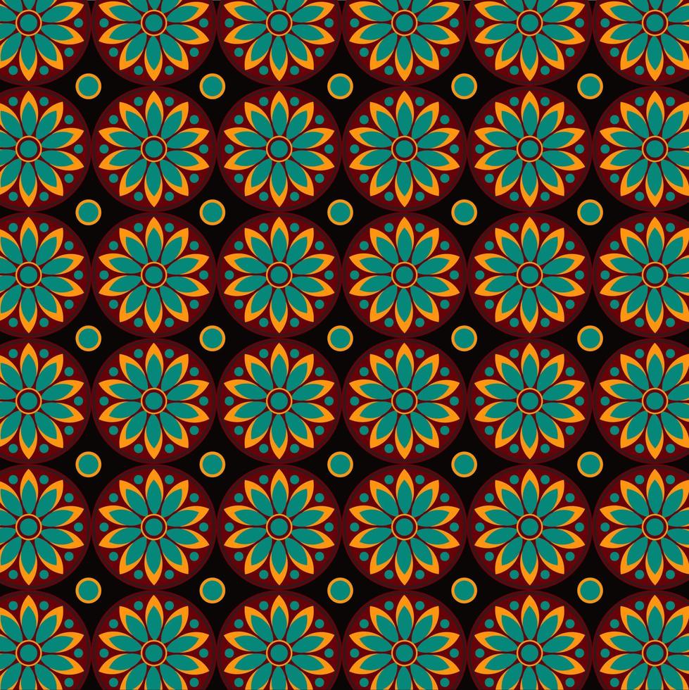 mandala geometriska färgmönster. sömlös vektor svart bakgrund textur vektor i illustration