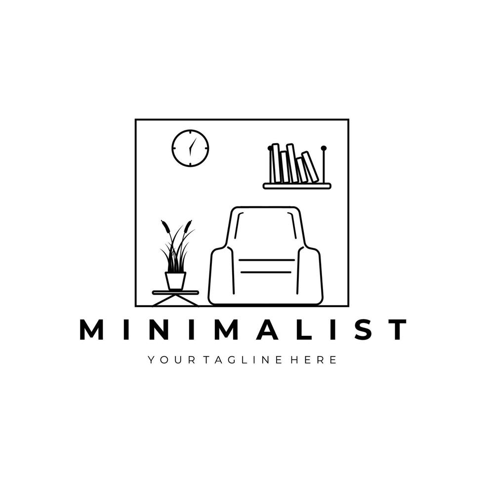 minimalistisches linienkunstmöbellogo-vektorillustrationsdesign vektor