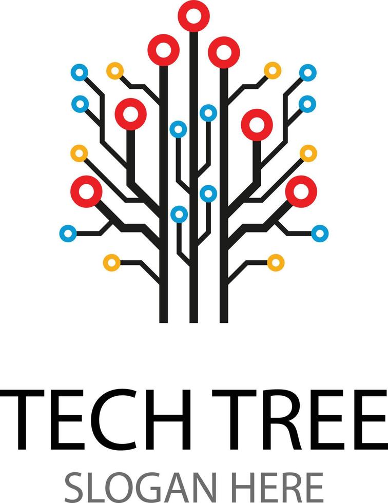 digitales logo des tech-baums für elektrische schaltungen. vektor