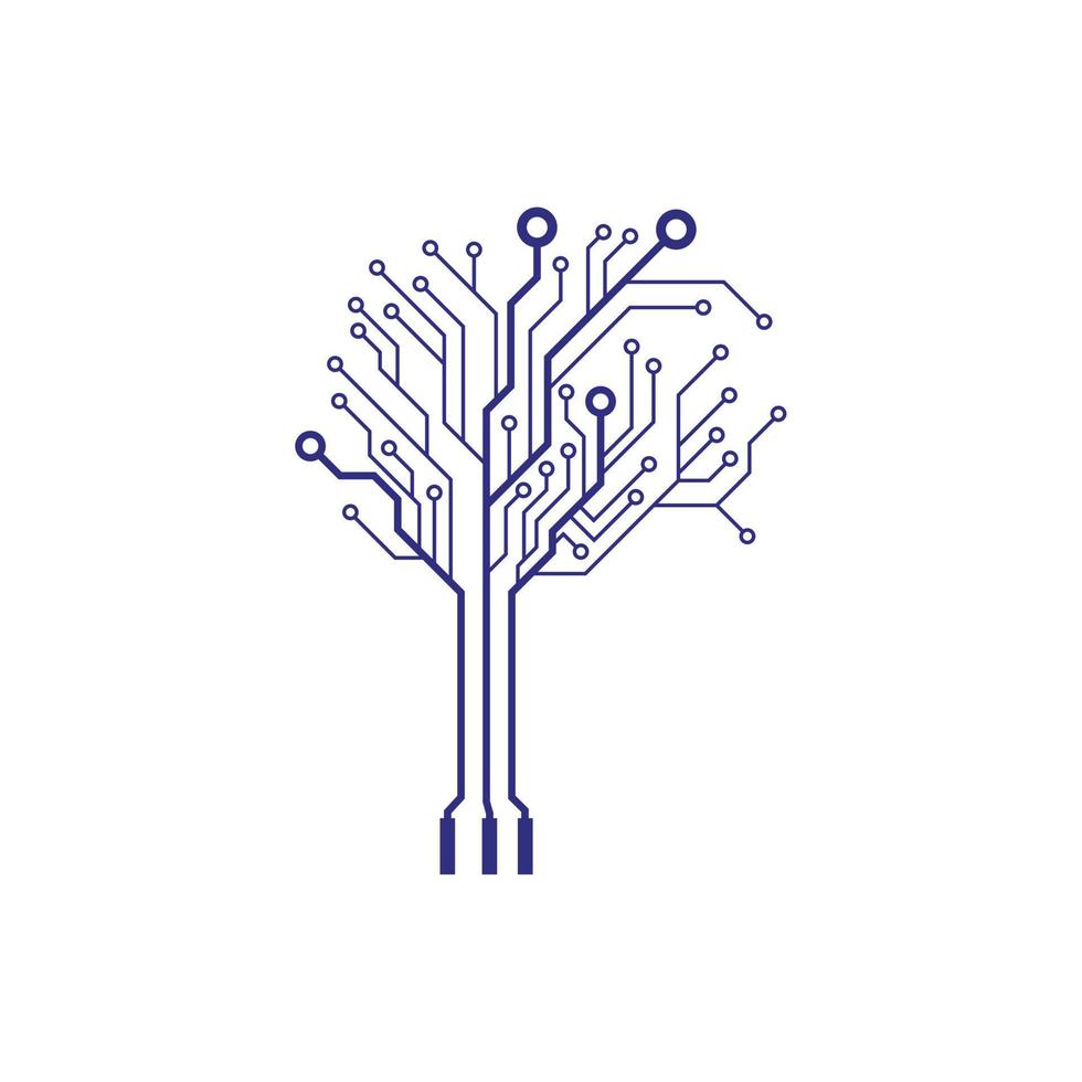 Technologie-Baum-Logo. Vektorschaltkreis-Baumsymbol. vektor