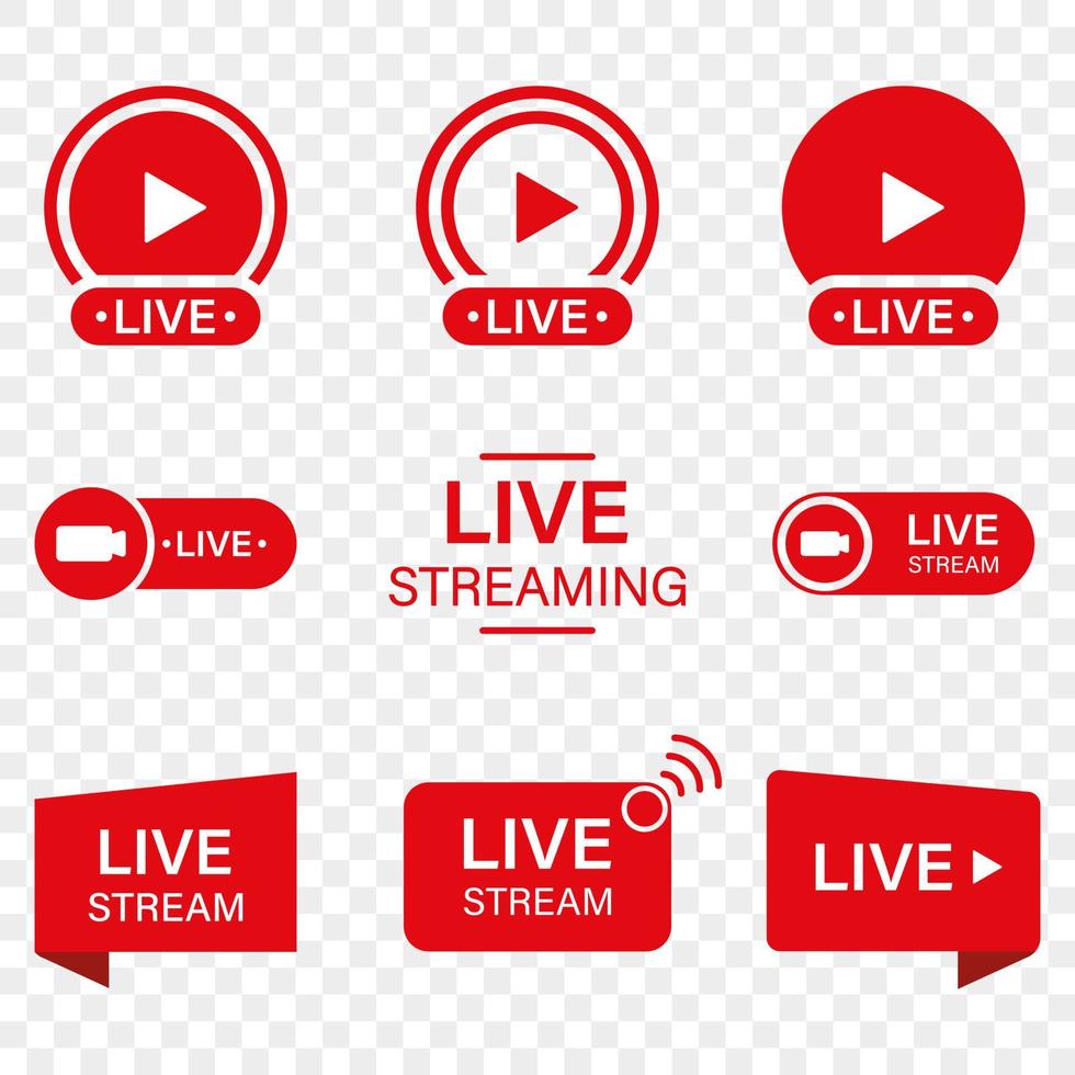 Live-Stream-Zeichen auf transparentem Hintergrund. rotes Symbol für Online-Nachrichten, Show, Fernsehsender. Online-Broadcast-Piktogramm. Live-Stream-Symbol. isolierte Vektorillustration. vektor