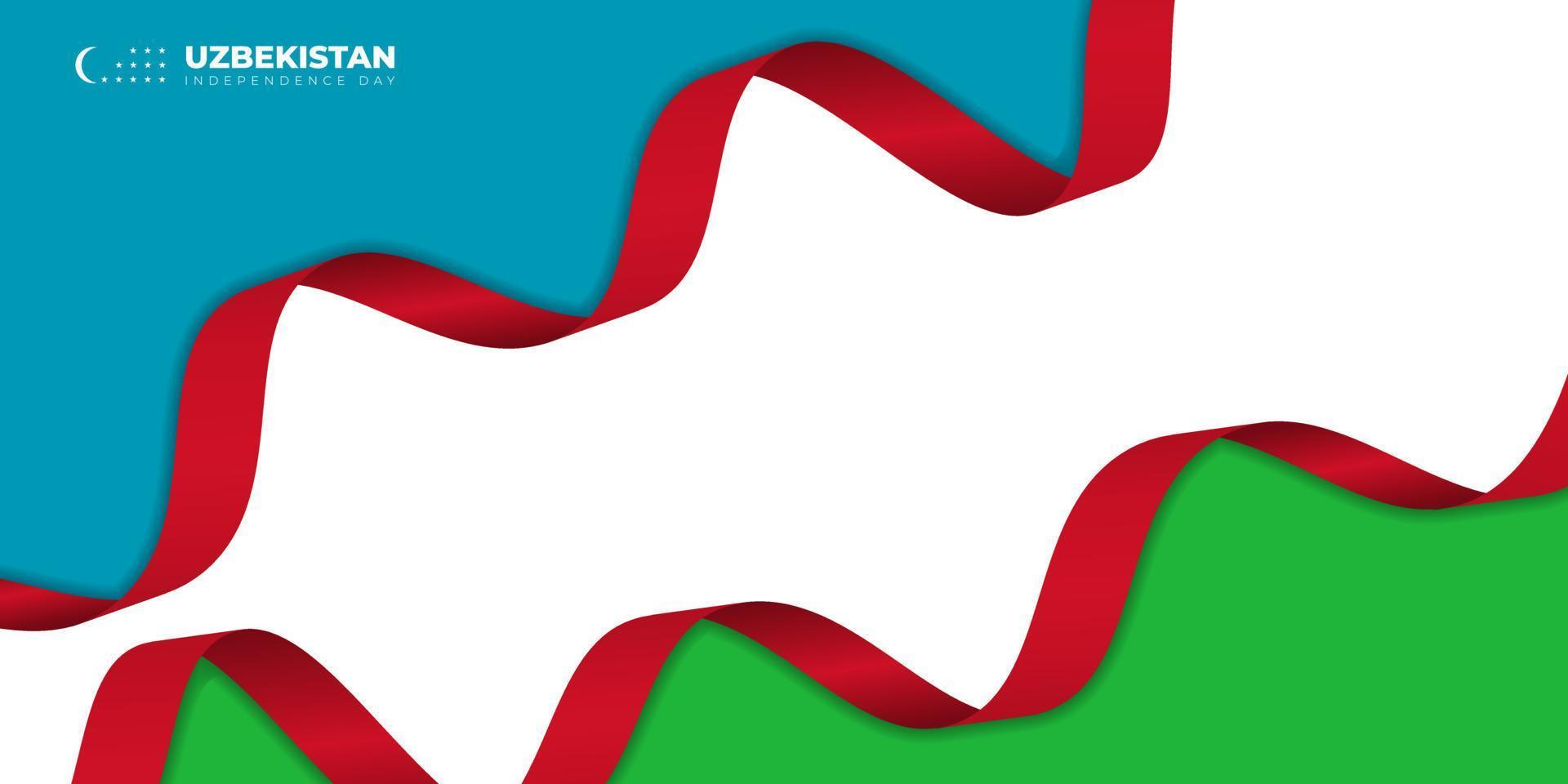 uzbekistan självständighetsdagen bakgrund med rött band design vektor
