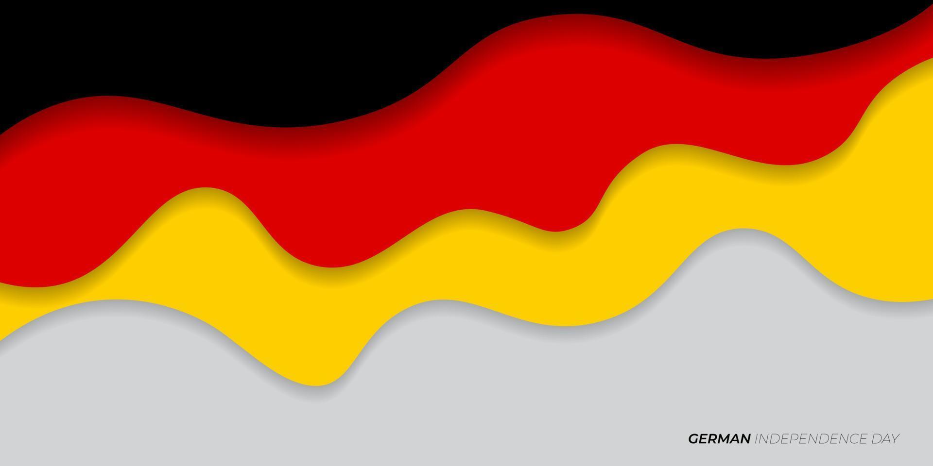 schwarzes, rotes und gelbes Papierschnittdesign. deutschland text bedeuten ist deutscher unabhängigkeitstag. vektor