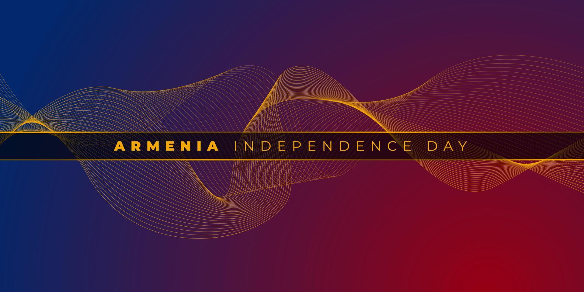 gul linje vågdesign med röd och blå bakgrund för design av Armeniens självständighetsdag vektor