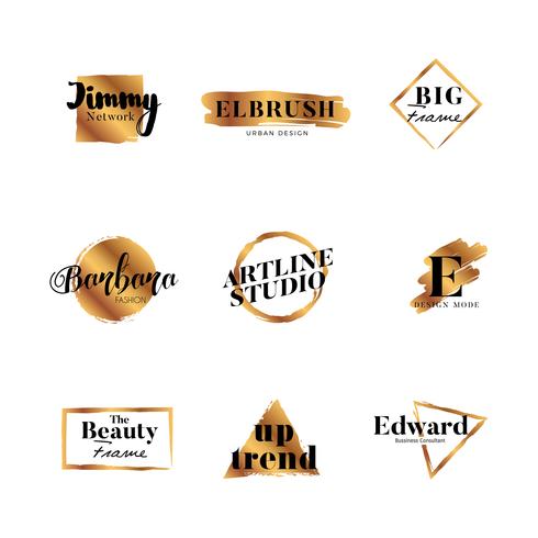 Goldpinsel-Art Buchstabe Logo Collection vektor