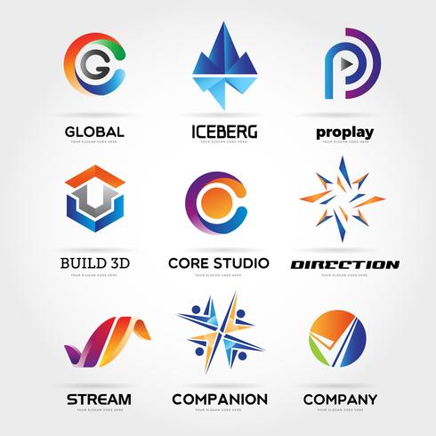 Abstrakter bunter Geschäfts-Logo Set Sign Symbol Icon vektor