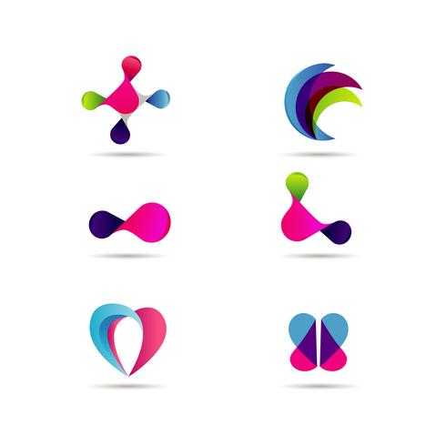 Färgrik Creative Digital Dynamic Logo Design Set vektor