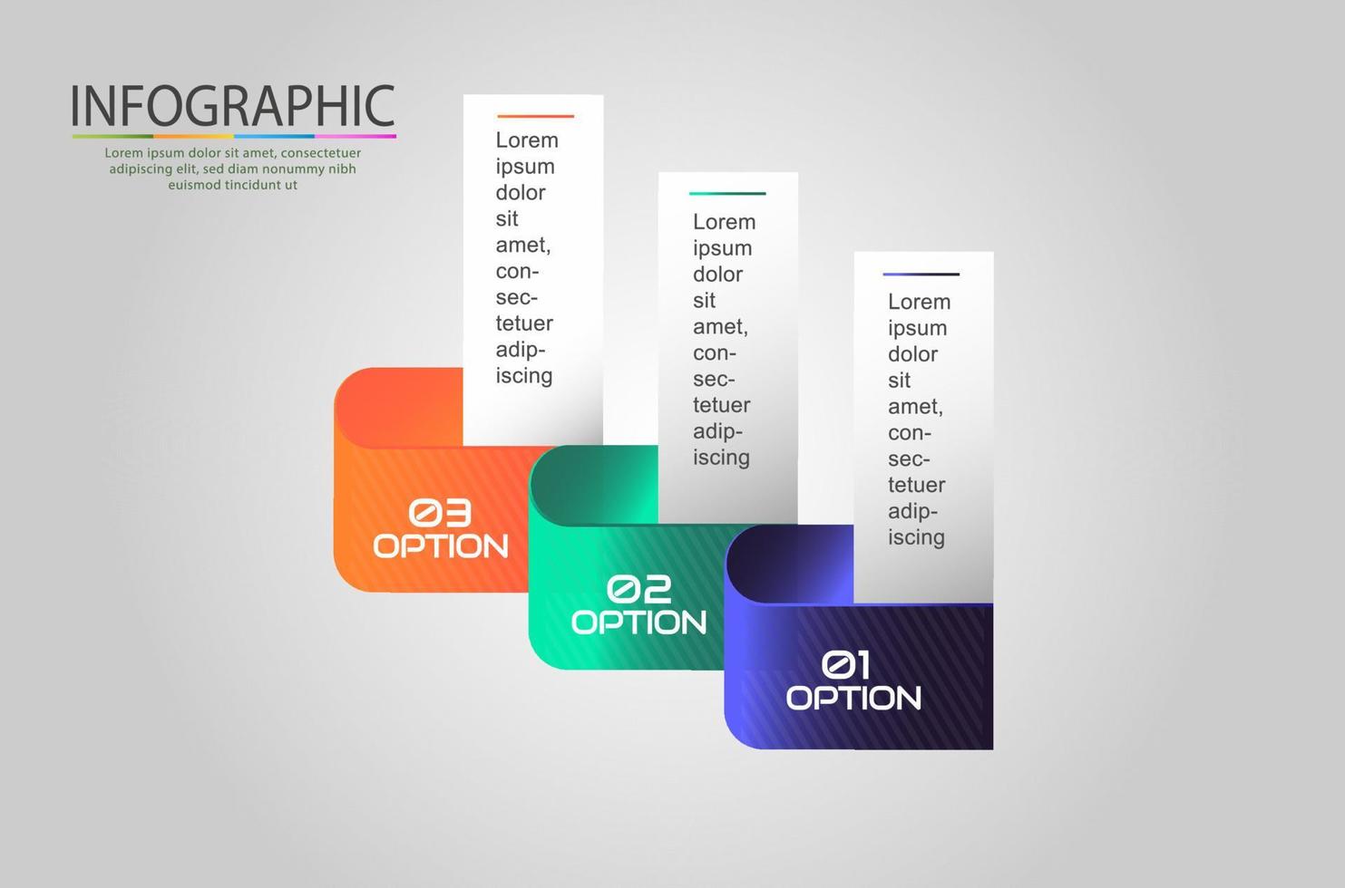 Infografik-Design Schritt 1 bis 3 mit Verlaufsfarben vektor