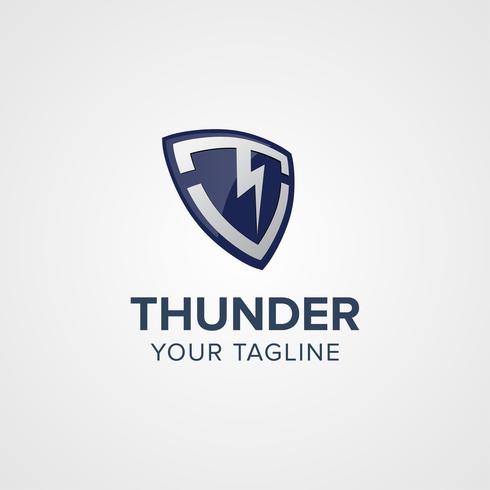 Creative Thunder Shield Logo koncept design mallar vektor