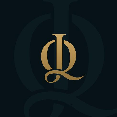 Luxus Brief JQ Logo-Design-Konzept-Vorlage vektor