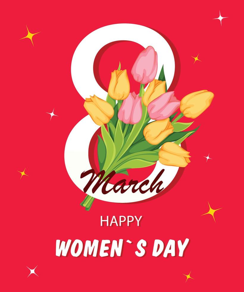 glad kvinnodag, 8 mars gratulationskort vektor