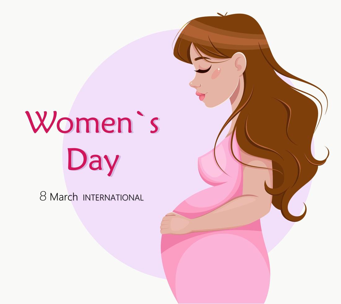 Grußkarte zum Frauentag mit schwangerer Frau vektor