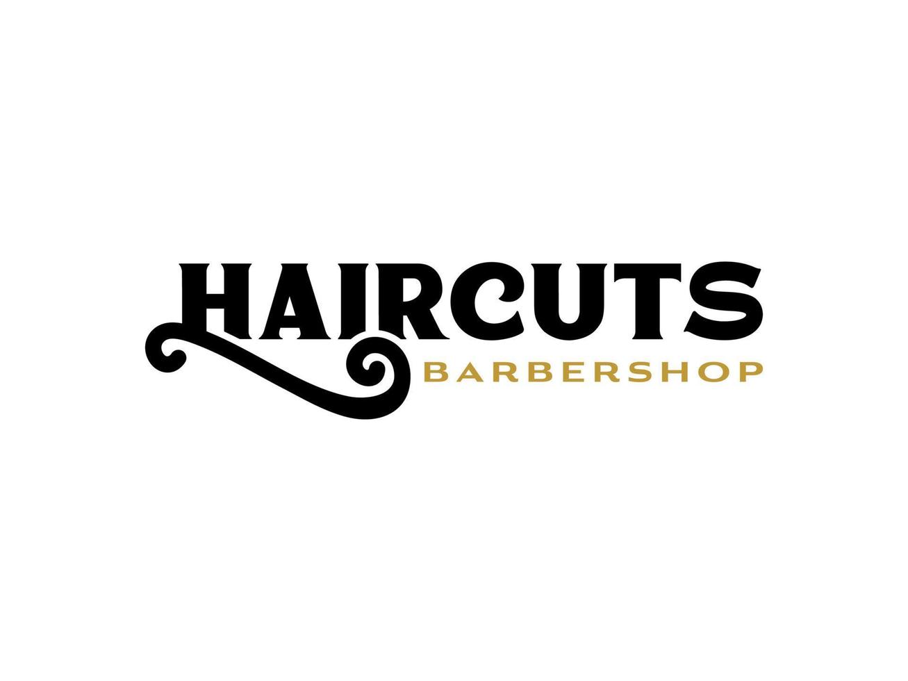 Modernes Vintage-Logo und Schnurrbart-Symbol des Friseurladen-Vektordesigns. Haarschneide- und Bartrasiergeräte oder Friseurwerkzeuge, ideales klassisches Design für den Friseursalon vektor