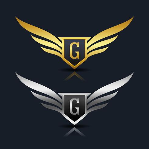 Wings Shield Letter G Logo Vorlage vektor