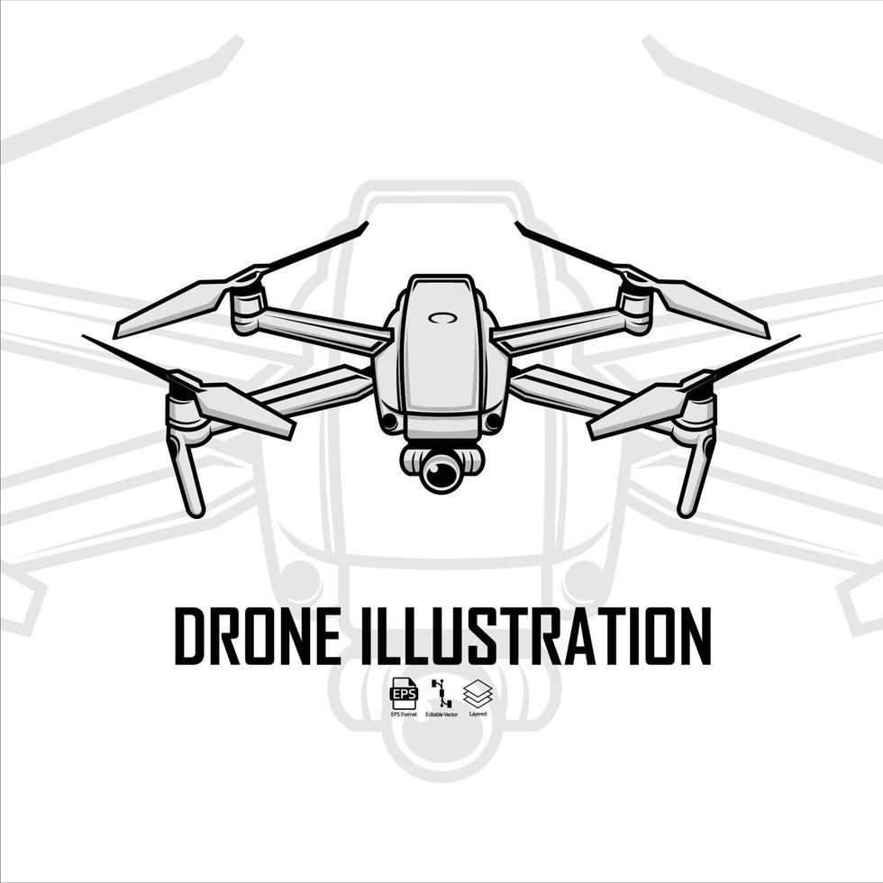 Drohnenillustration mit weißem Hintergrund vektor