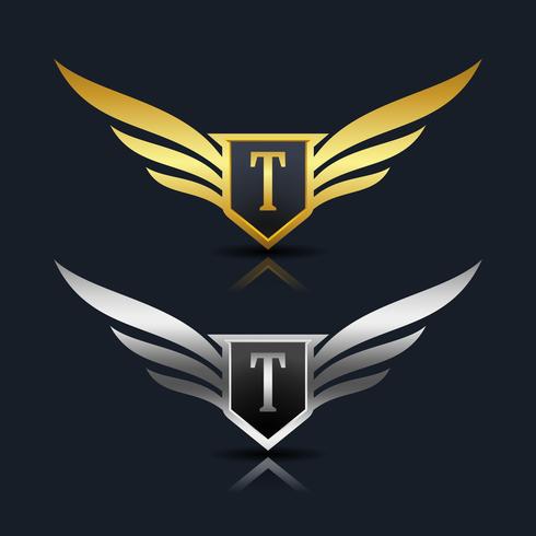 Wings Shield Letter T Logo Vorlage vektor