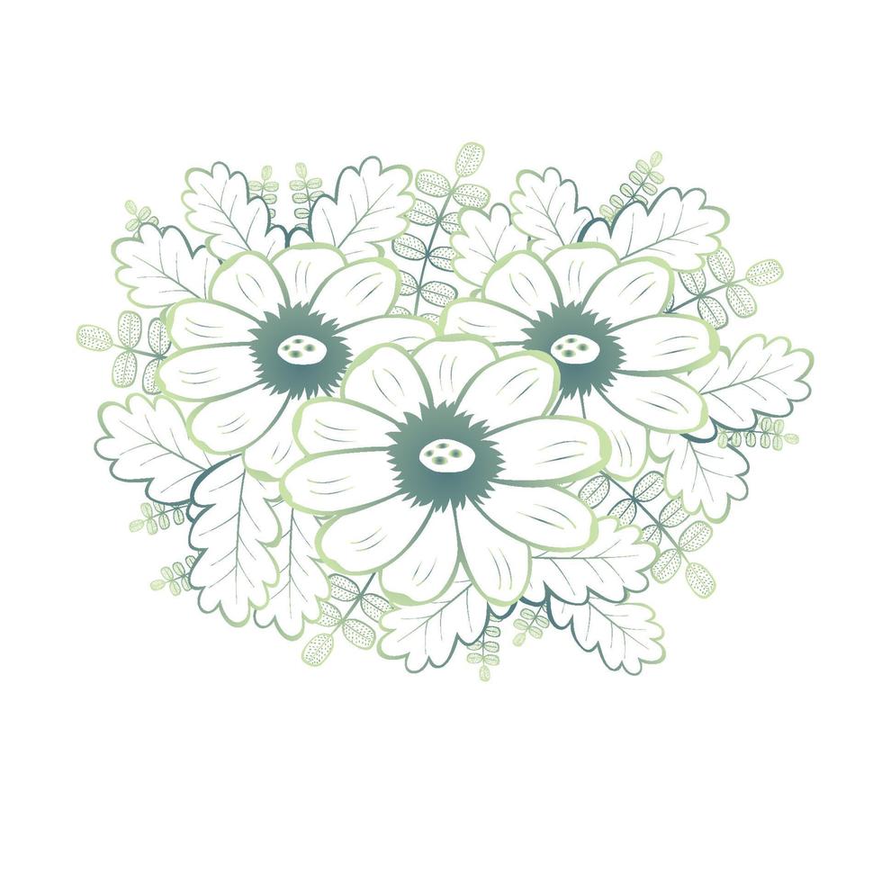 grüne Blumen getrennt auf Weiß. vektor