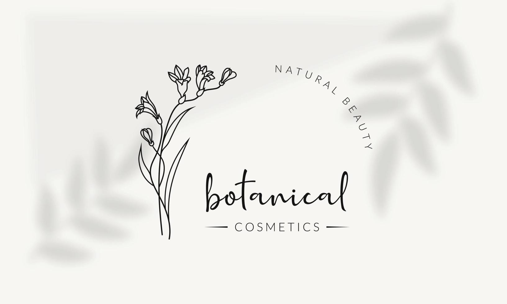 botanisches florales element handgezeichnetes logo mit wilden blumen und blättern. logo für spa- und schönheitssalon, boutique, bioladen, hochzeit, blumendesigner, innenausstattung, fotografie, kosmetik. vektor