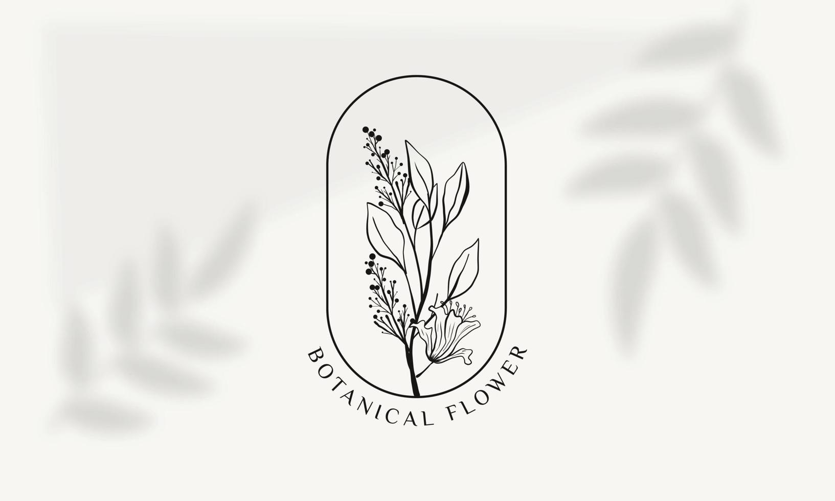 botanisches florales element handgezeichnetes logo mit wilden blumen und blättern. logo für spa- und schönheitssalon, boutique, bioladen, hochzeit, blumendesigner, innenausstattung, fotografie, kosmetik. vektor