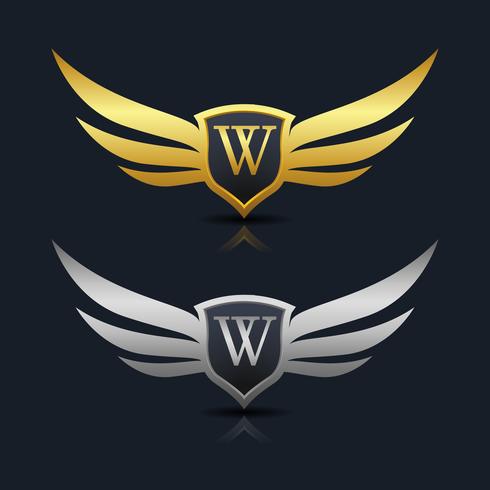 Buchstabe W Emblem Logo vektor