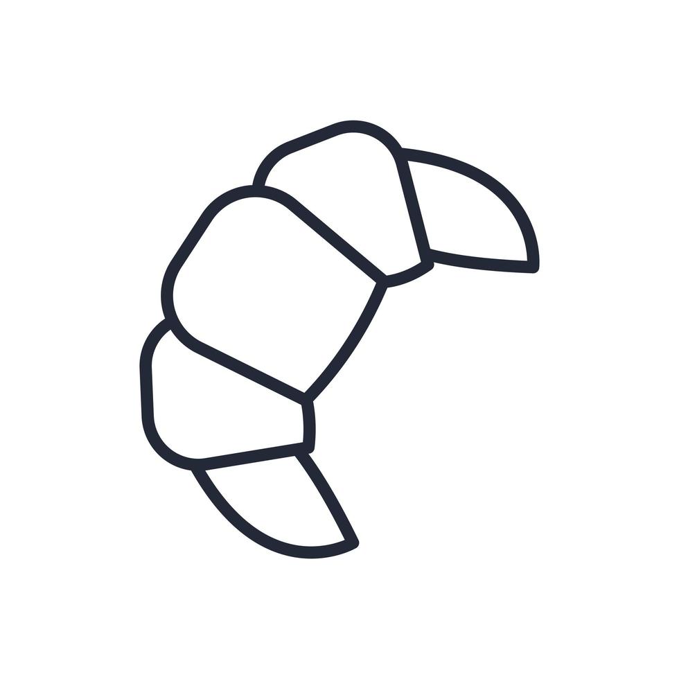 stilvolle dünne Linie Croissant-Symbol isoliert auf weißem Hintergrund - Vektor