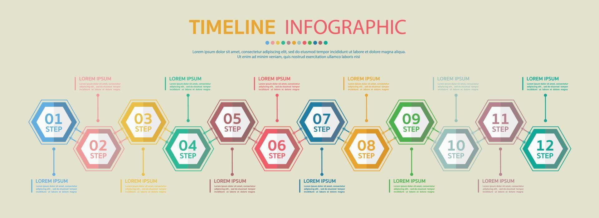 tidslinje för 12 månader, infografisk mall för företag. vektor