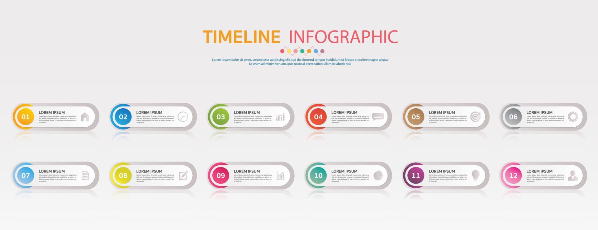 zeitleiste für 12 monate, infografikvorlage für unternehmen. vektor